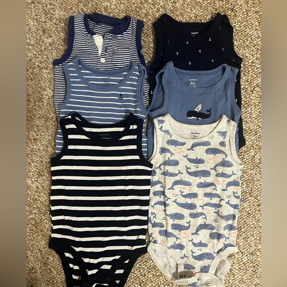 9m Nautical Whale and Stripe 9m baby Collection - Blue and Navy